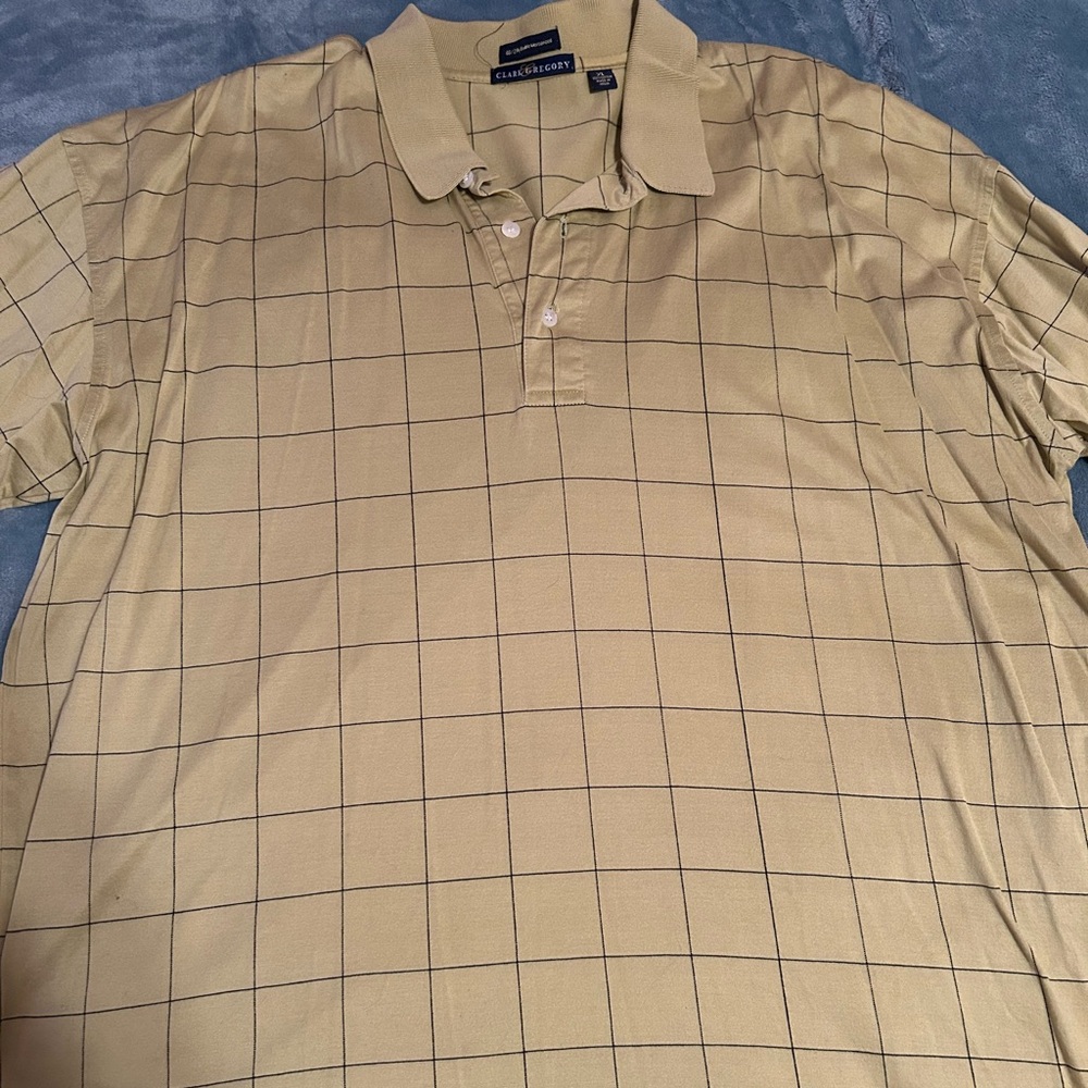 Men’s yellow and blue striped shirt